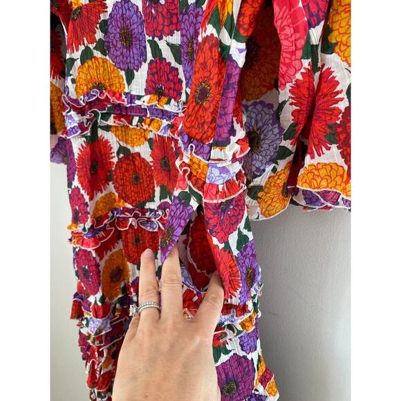 La DoubleJ Jeanne Maxi Dress Zinnie Creponne Floral Print Gown Tuckernuck XL - Picture 11 of 15